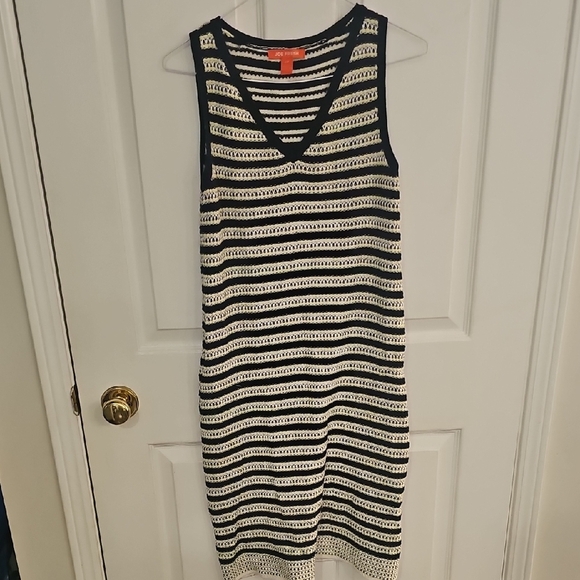 Joe Fresh Navy and Cream Striped Midi Dress - Picture 1 of 3